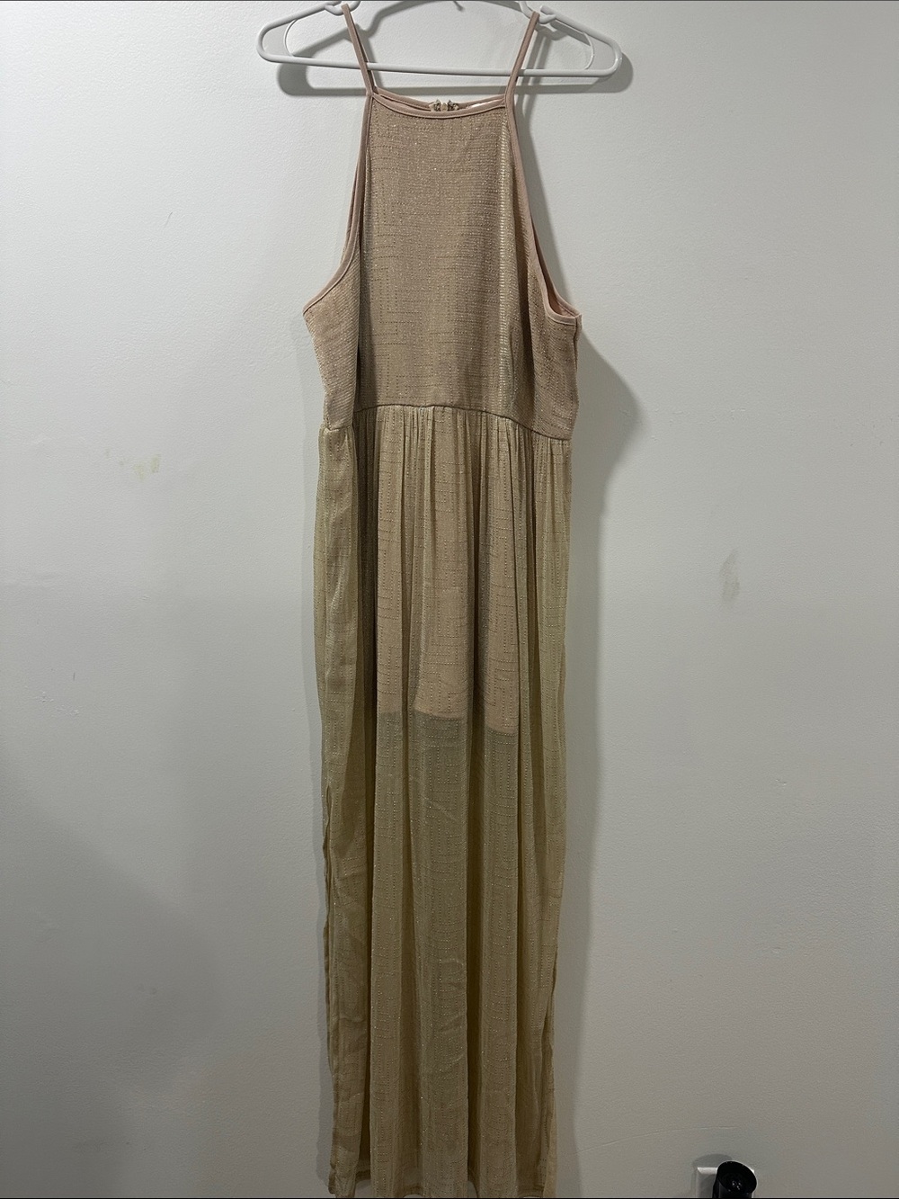 entro gold Sheer Maxi Jumpsuit